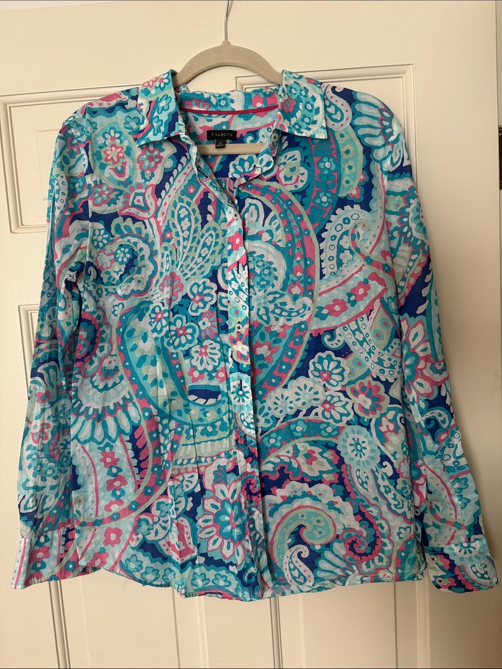 Talbots Turquoise & Pink Paisley Button-Down Shirt